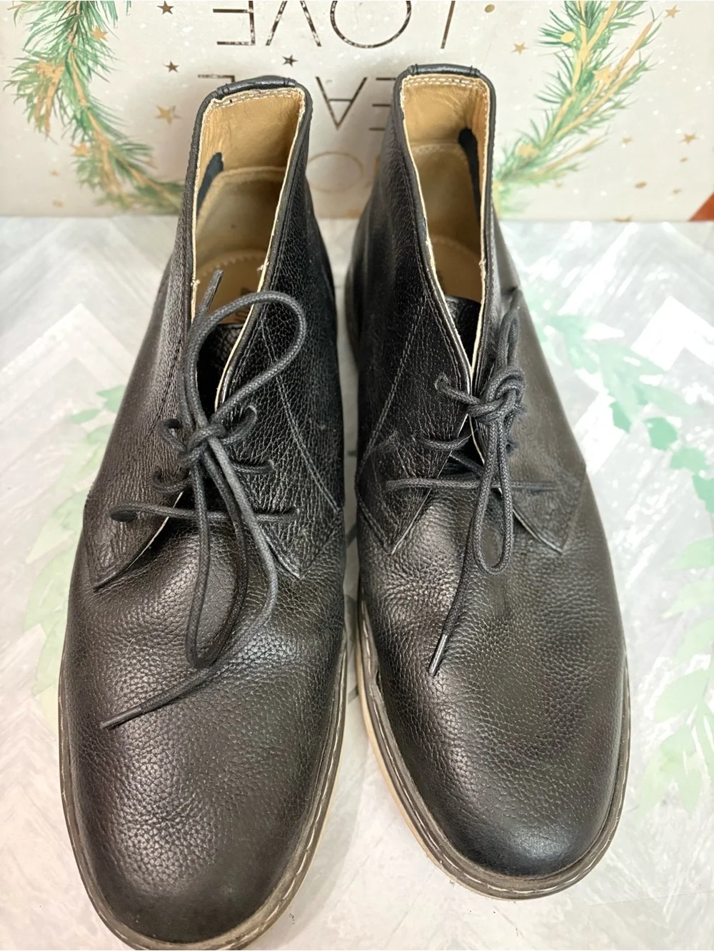 Johnston & Murphy Black Pebbled Leather Chukka Boots